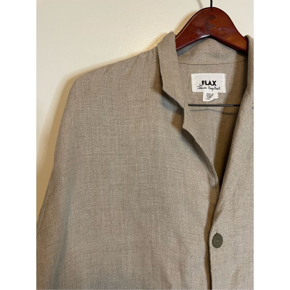 Y2K FLAX by Jeanne Engelhart 100% linen shacket blazer size Large